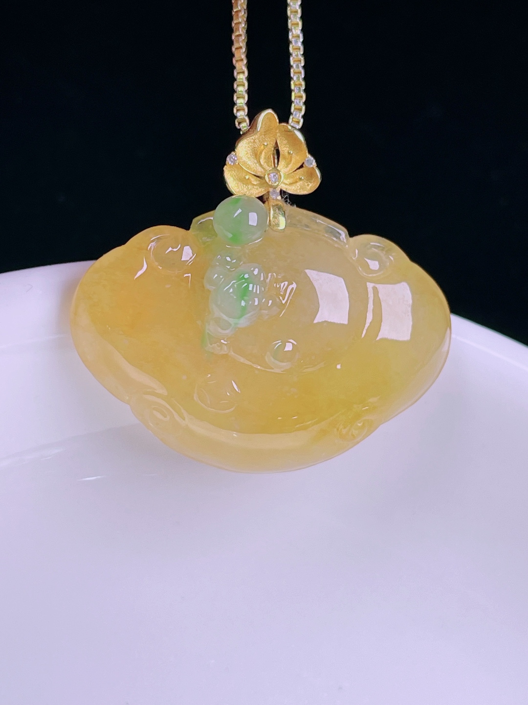️冰黄如意，老种起光，细底通透，尺寸：24.5裸石19/25/8.4mm0627