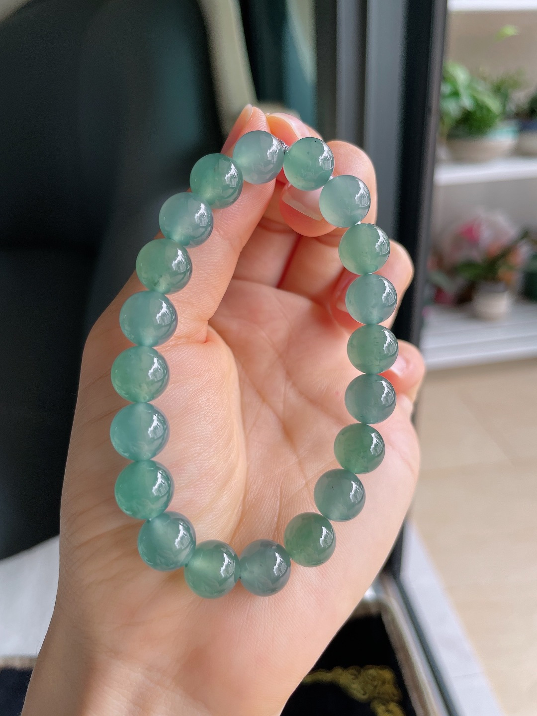 ️天然翡翠A货，冰蓝水双彩手串，尺寸：10mm。【编3531】