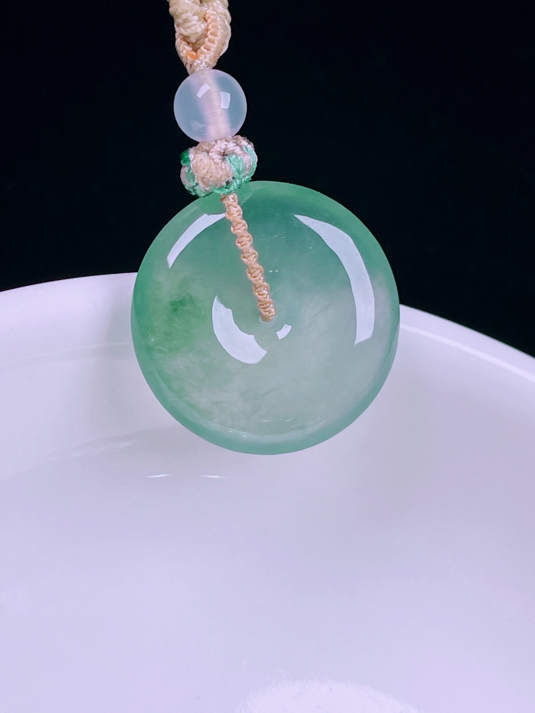 ️冰种平安扣，老种起光，细底通透，尺寸：19/4.6mm0627