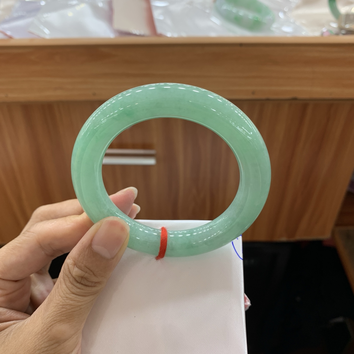 满绿圆条翡翠手镯 54.1-11.4-11.5
