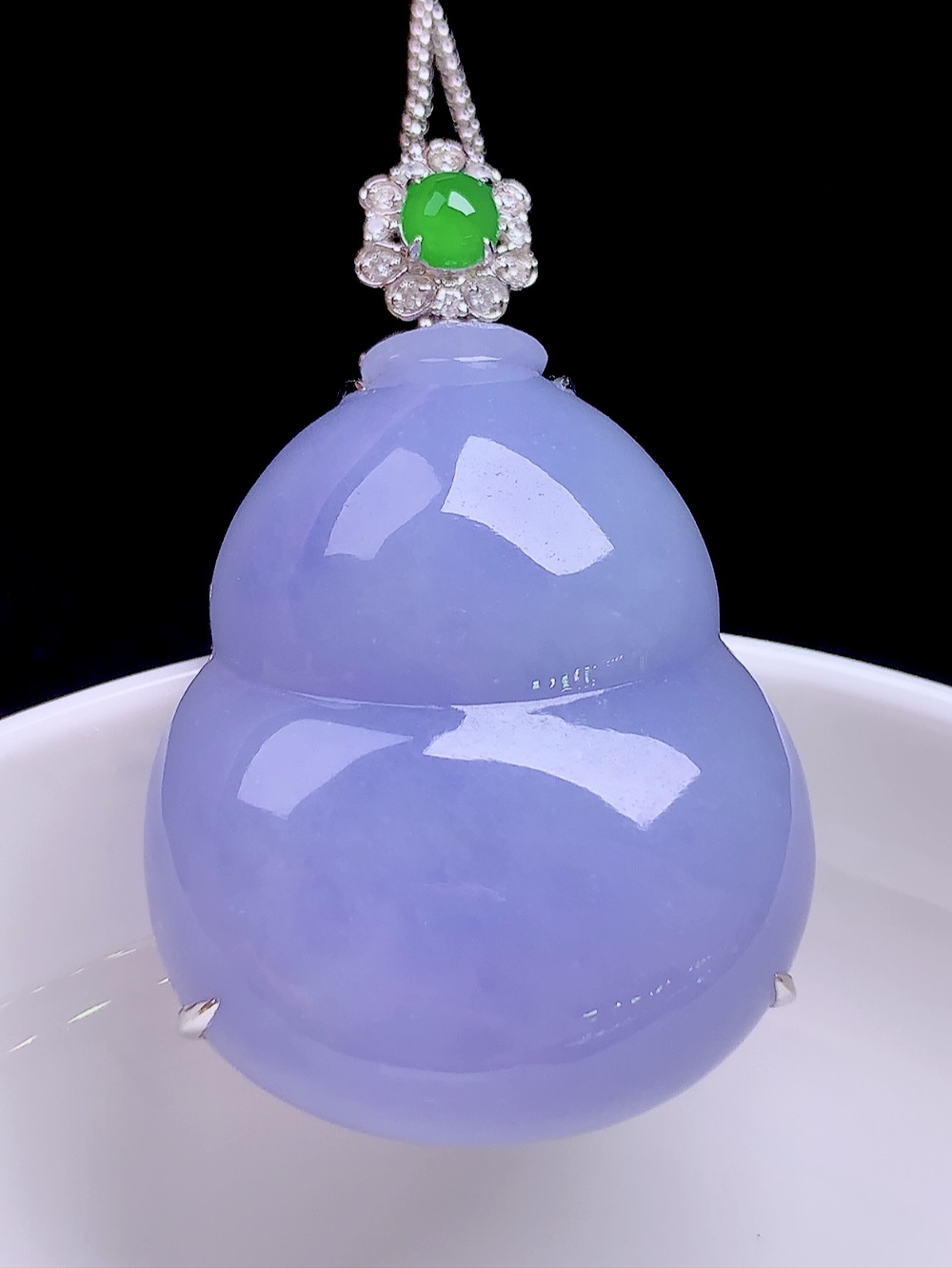 ️ 冰紫葫芦 色泽浓郁，种老水润，18k金镶嵌 整体：45.7/28.8/10.6 裸石：34.6
