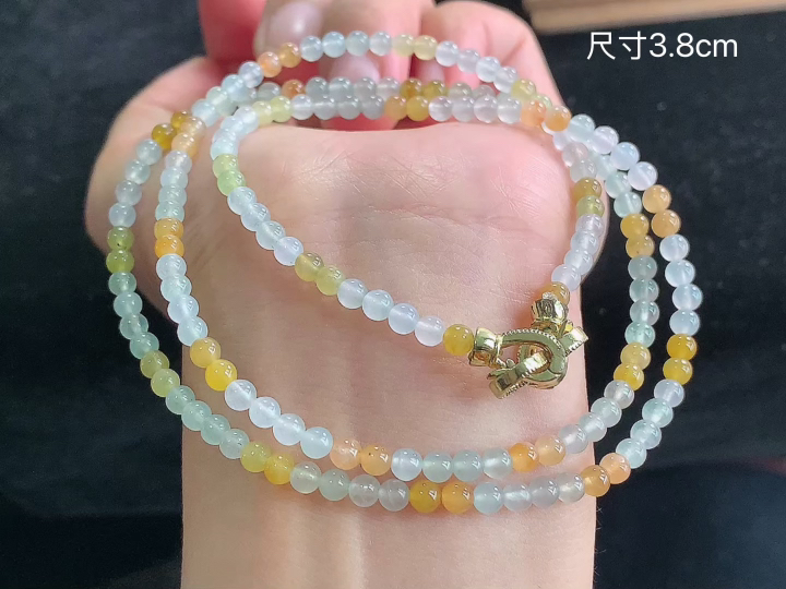 双彩珠链  尺寸，3.8