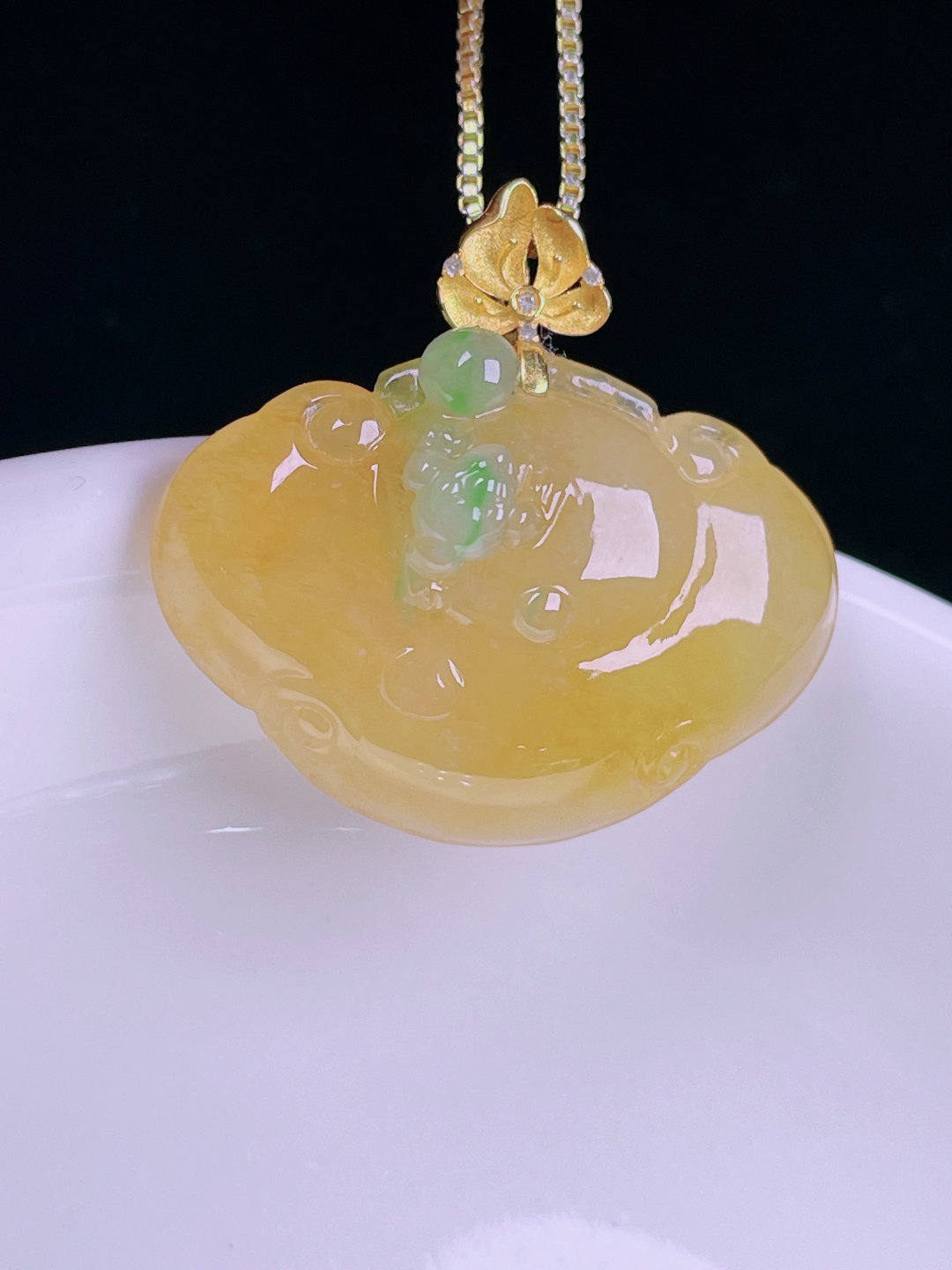 ️冰黄如意，老种起光，细底通透，尺寸：24.5裸石19/25/8.4mm0627
