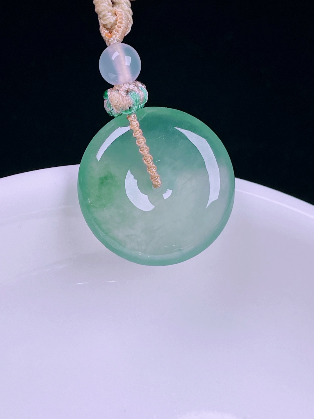 ️冰种平安扣，老种起光，细底通透，尺寸：19/4.6mm0627