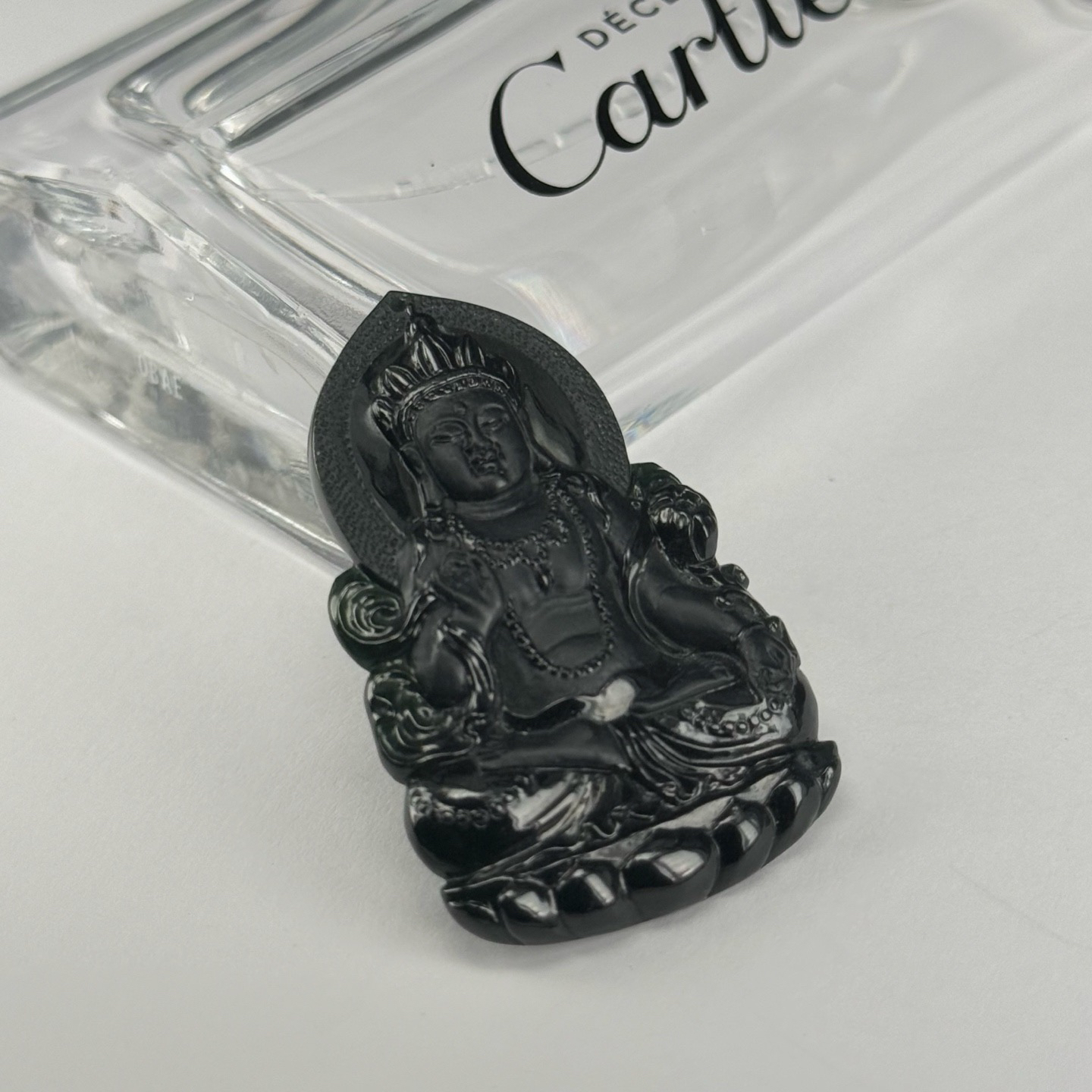 精品墨翠度母 种好色正 黑度极好 打灯通透 油性十足  尺寸45.6