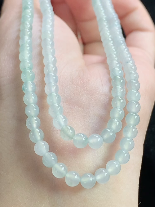 冰种玉珠项链，尺寸4.4mm，L28jxg