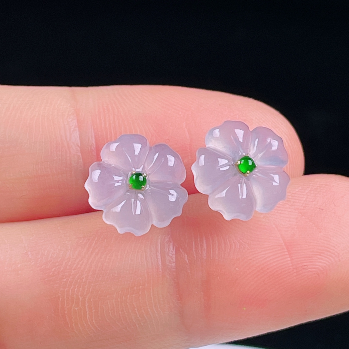 ️冰种耳钉，老种起光，细底通透，尺寸：裸石11/3mm0628