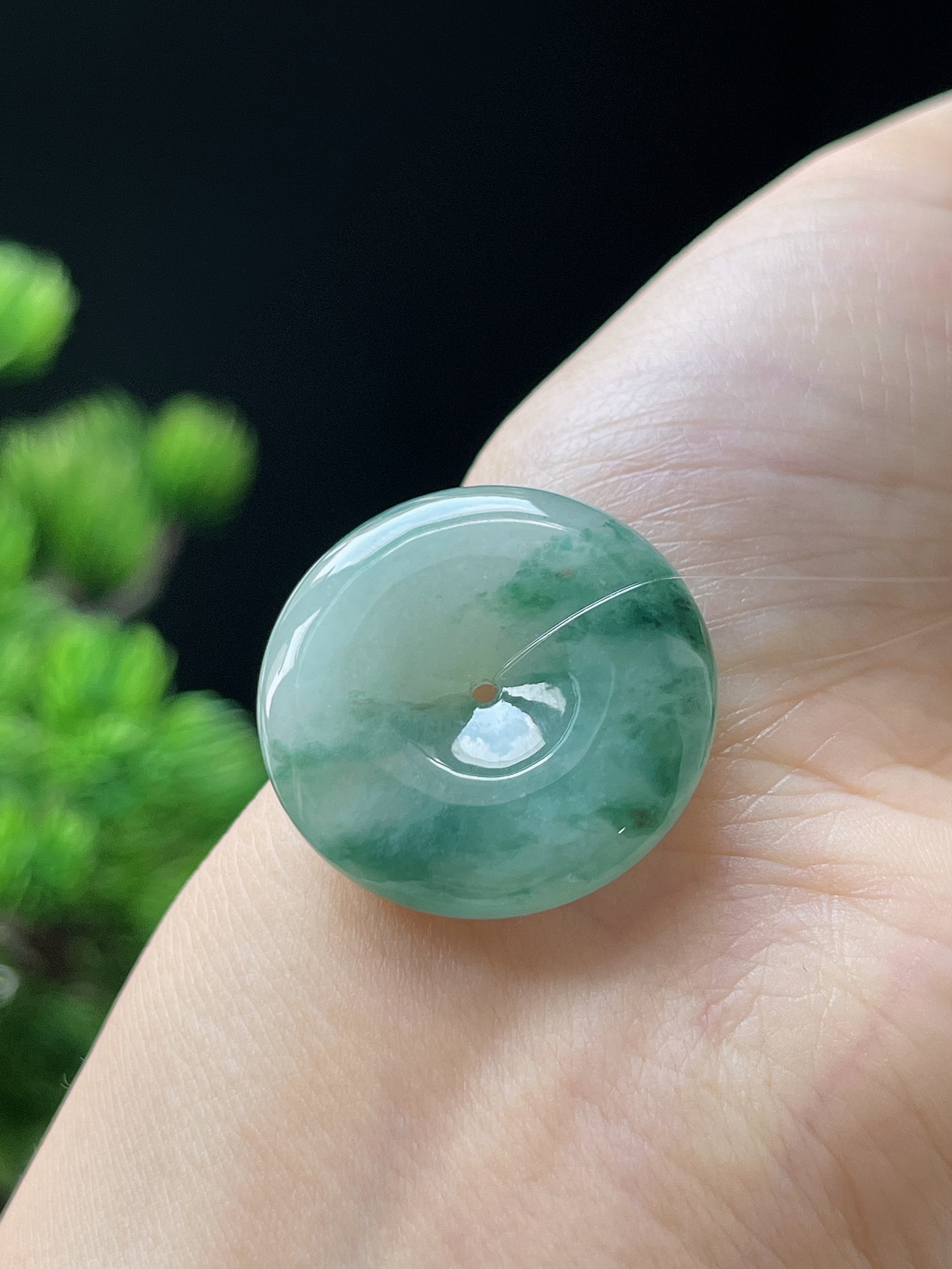 翡翠冰糯飘花平安扣