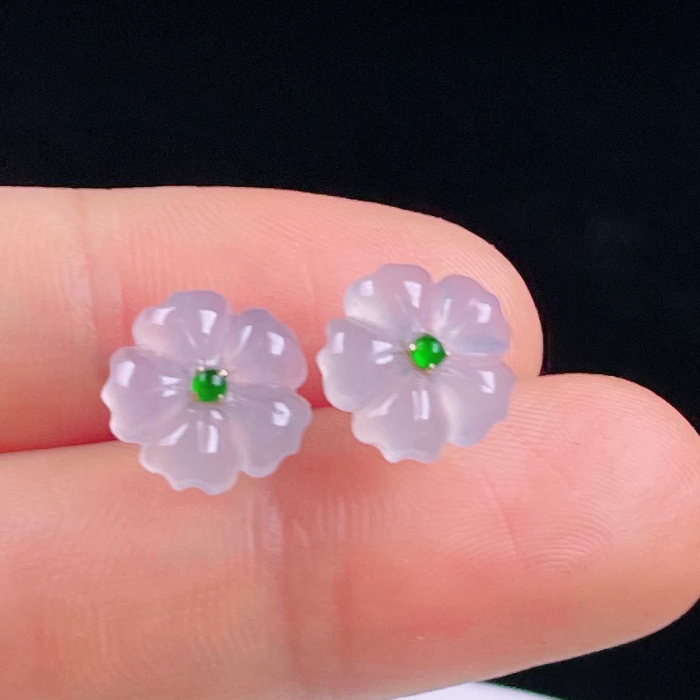 ️冰种耳钉，老种起光，细底通透，尺寸：裸石11/3mm0628