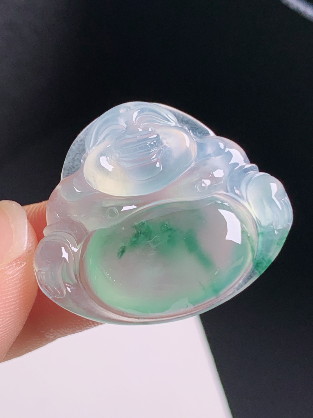 ️ 冰种飘花佛公，水润起光笑意温婉，福气满满 裸石25.6-29.2-6.6 490625