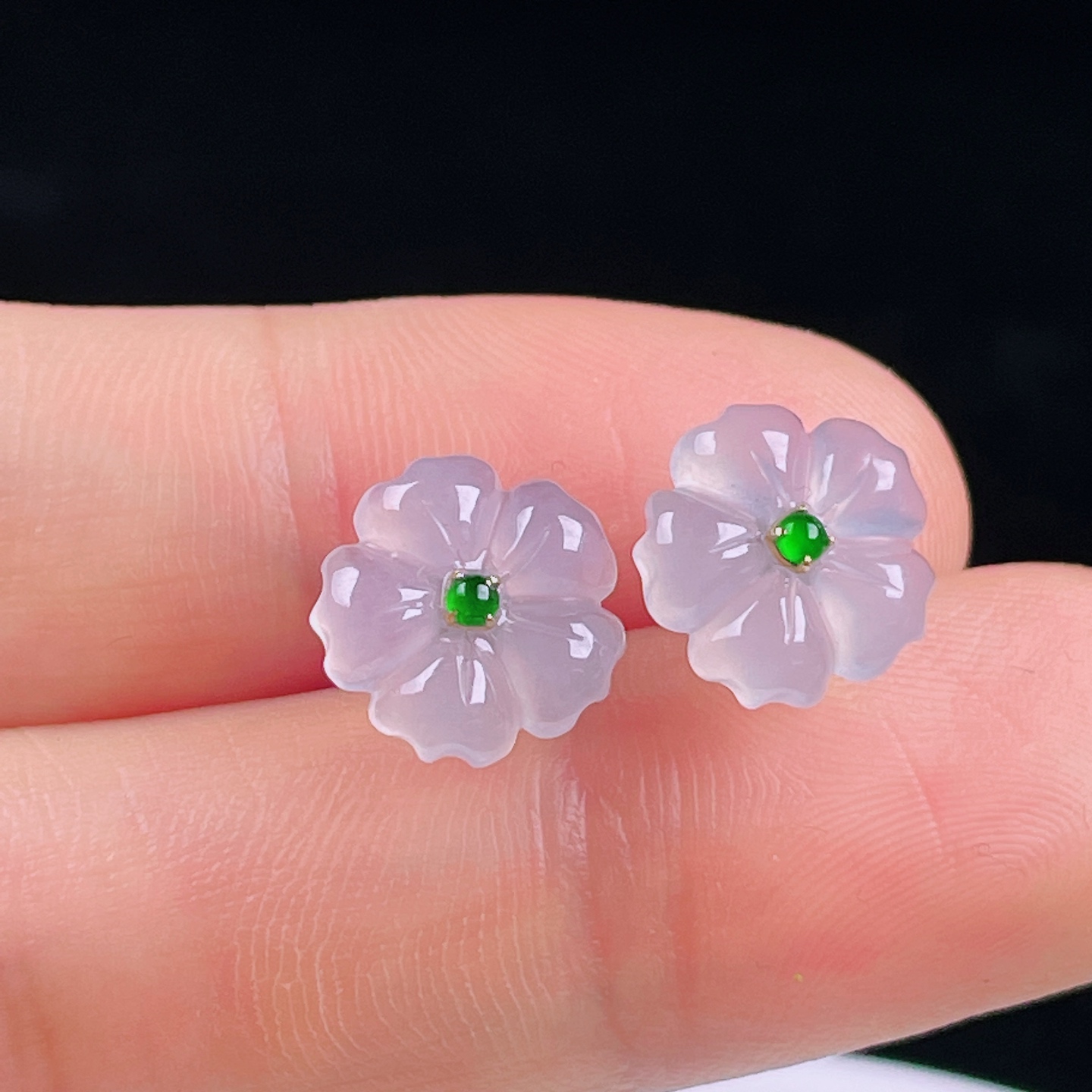 ️冰种耳钉，老种起光，细底通透，尺寸：裸石11/3mm0628