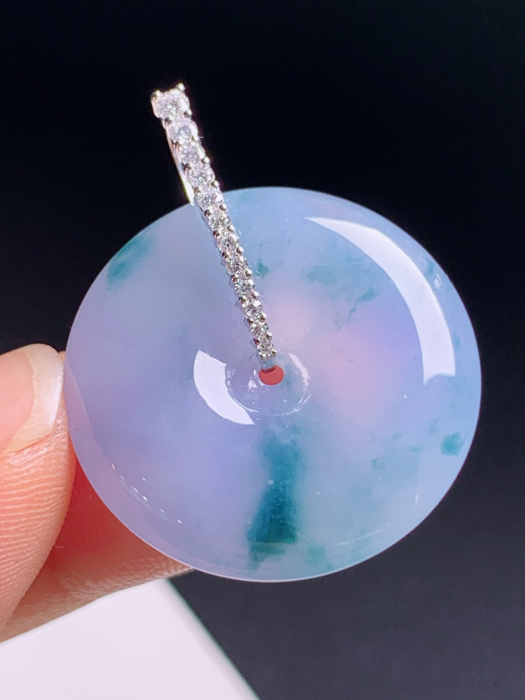 冰紫飘花平安扣吊坠，粉紫底色飘蓝花梦幻，钻扣简约大气 6806
