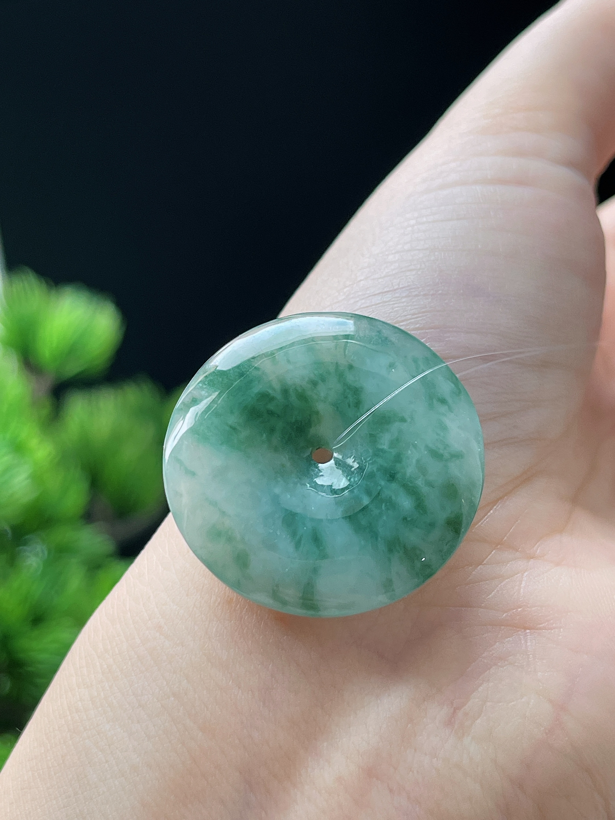 翡翠糯化种飘花平安扣