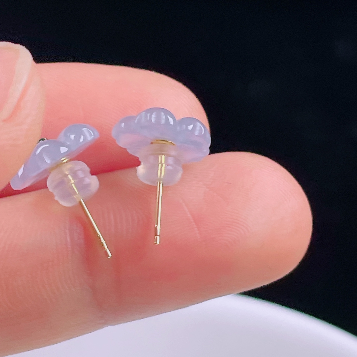 ️冰种耳钉，老种起光，细底通透，尺寸：裸石11/3mm0628