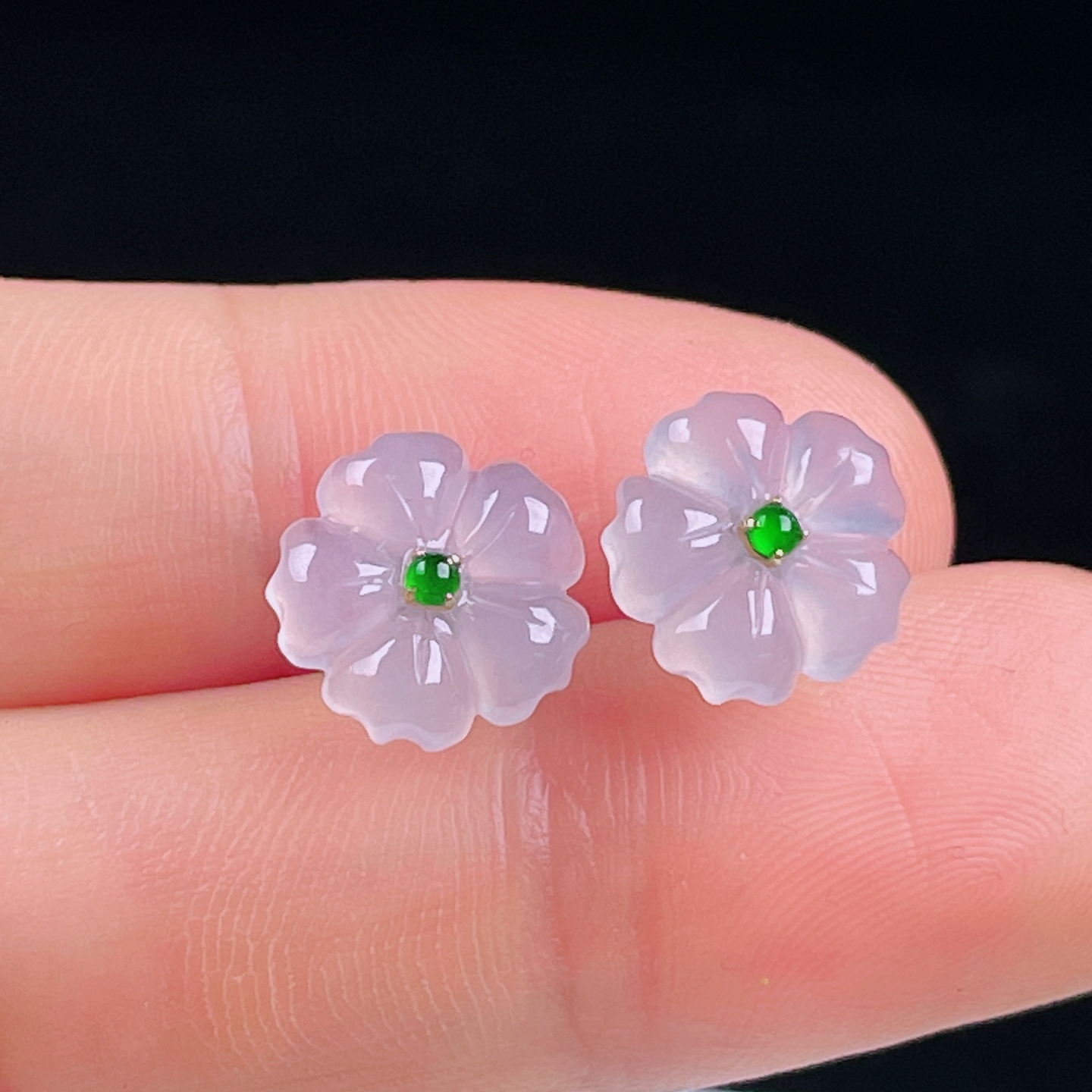 ️冰种耳钉，老种起光，细底通透，尺寸：裸石11/3mm0628