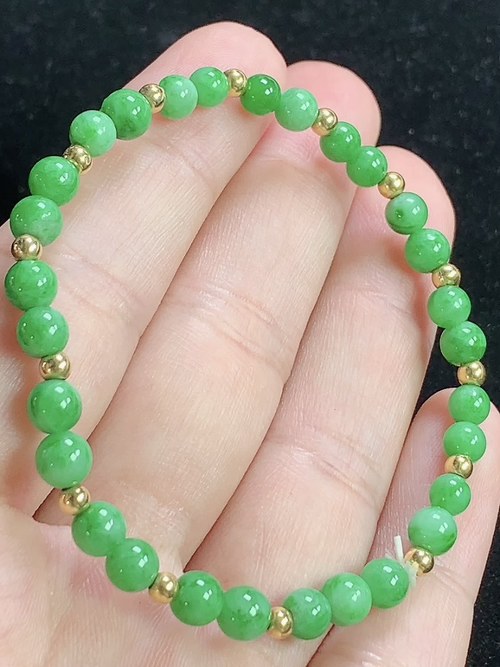 满绿玉珠手串，尺寸5.0mm，L28yja