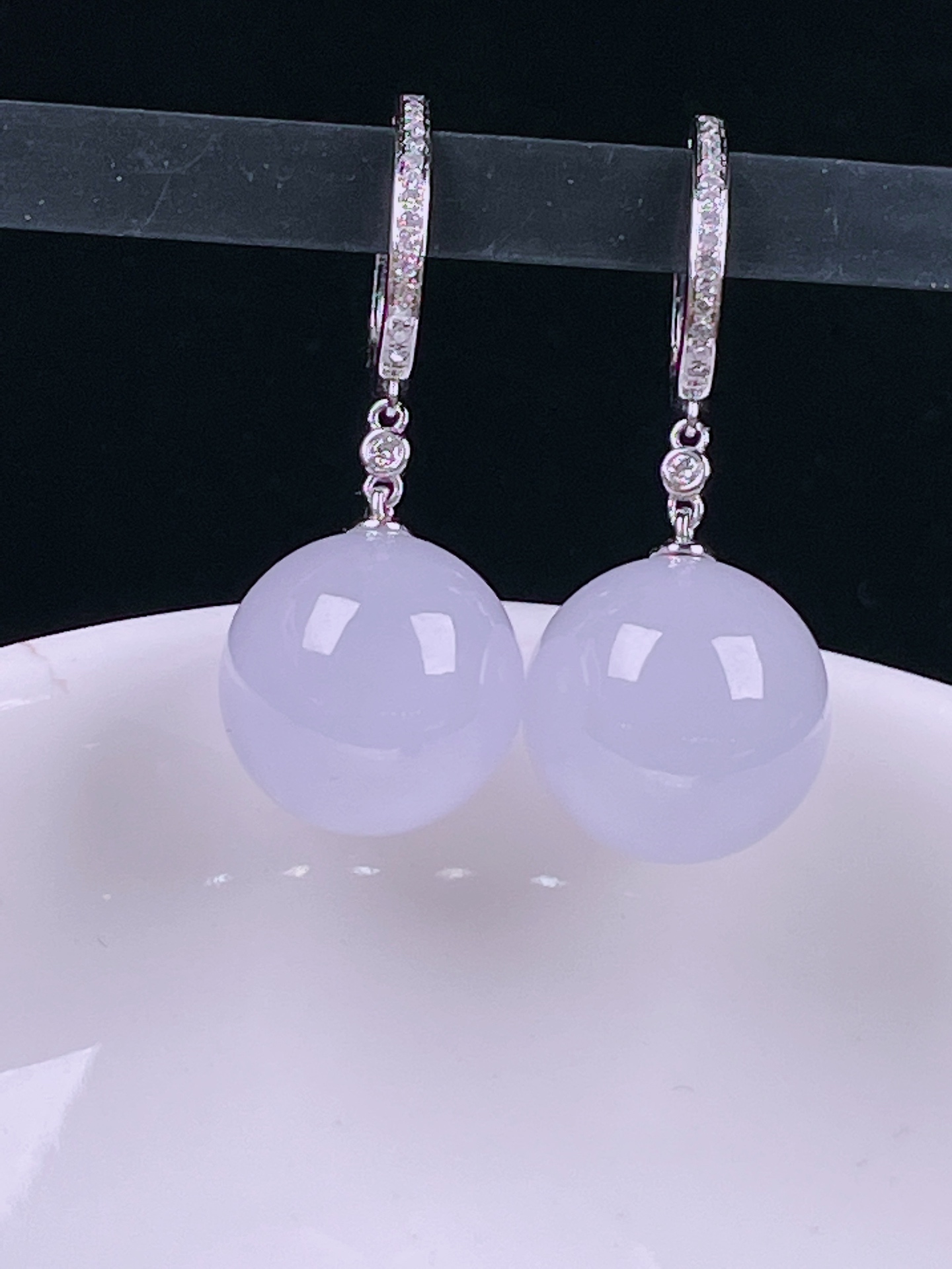 ️冰种耳坠，老种起光，细底通透，尺寸：裸石12.6mm0628