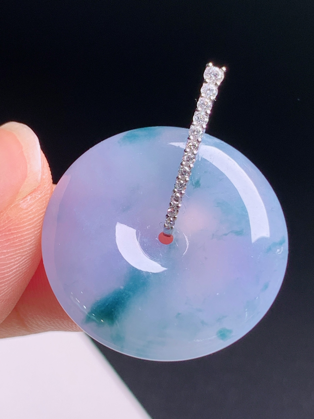 冰紫飘花平安扣吊坠，粉紫底色飘蓝花梦幻，钻扣简约大气 6806