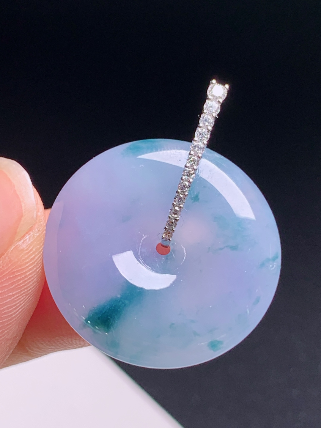 冰紫飘花平安扣吊坠，粉紫底色飘蓝花梦幻，钻扣简约大气 6806