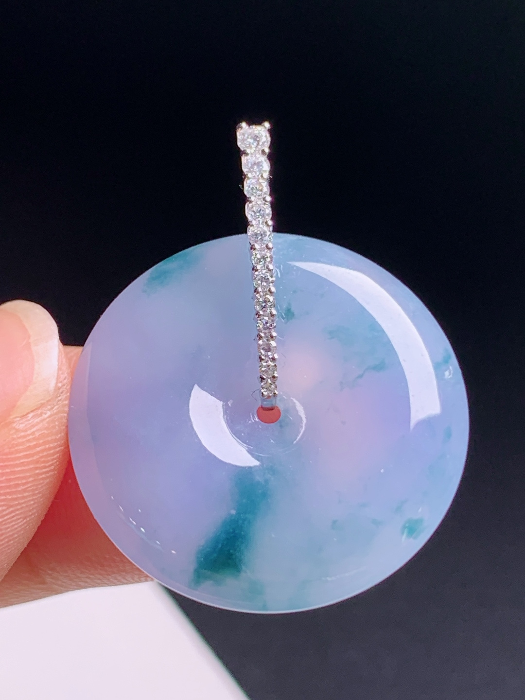 冰紫飘花平安扣吊坠，粉紫底色飘蓝花梦幻，钻扣简约大气 6806