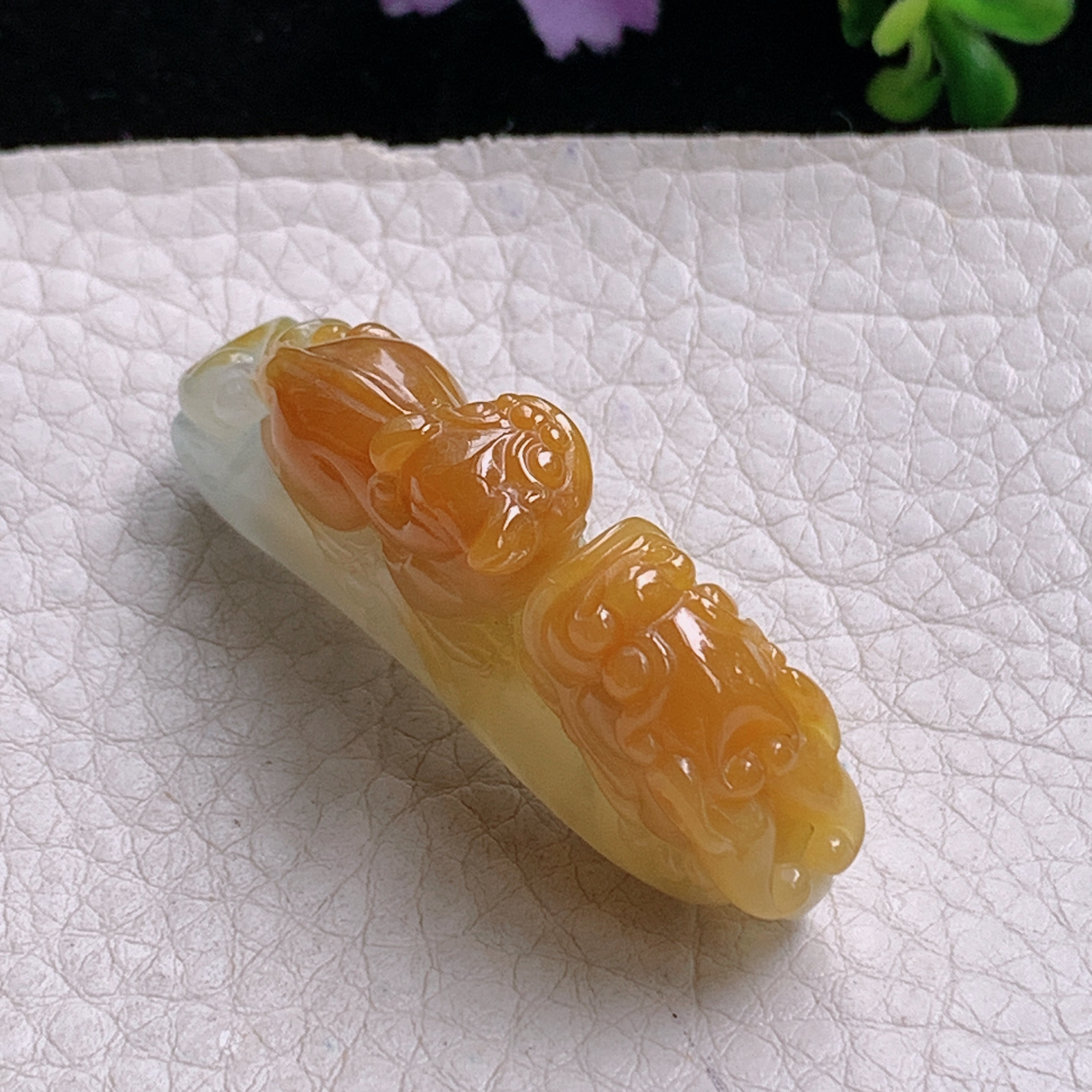 hx实拍46.7*9.5*22.2天然缅甸翡翠冰双彩双貔貅玉手牌