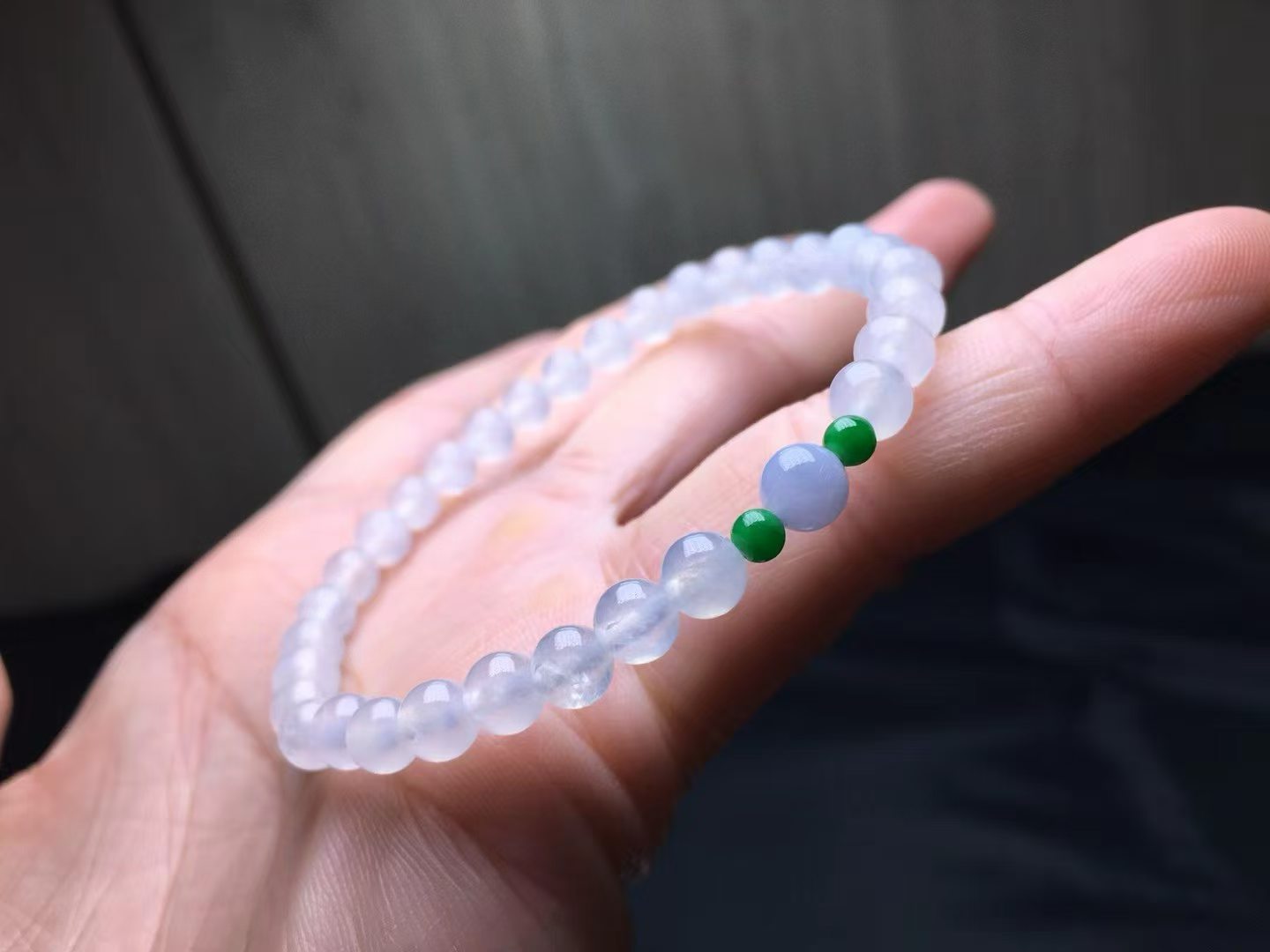 ️ 冰种手链，卡5.5～5.3mm，32颗，种好，玉质细腻，均匀，通透，颗颗精选