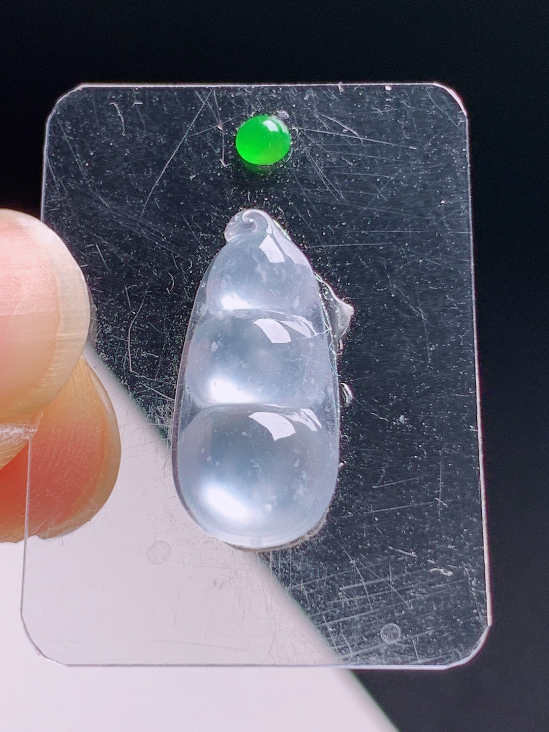 高冰福豆裸石，清透起光雪花棉细腻，四季平安 裸石17.8-8.7-3.5 5906