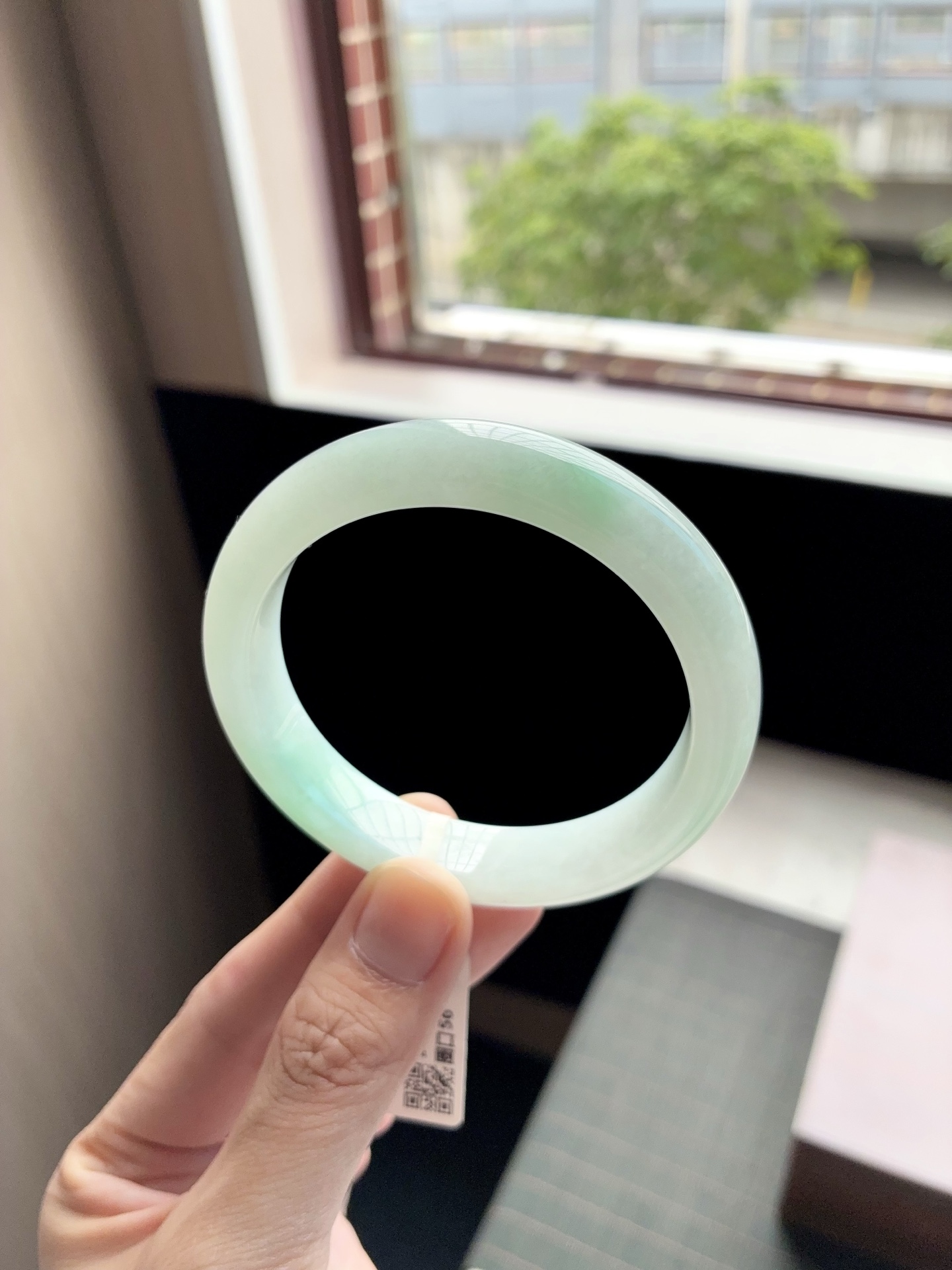 冰晴绿芙蓉底白底青正圈成品 HYY-4365 ⭕️57.5-12.8-8.6