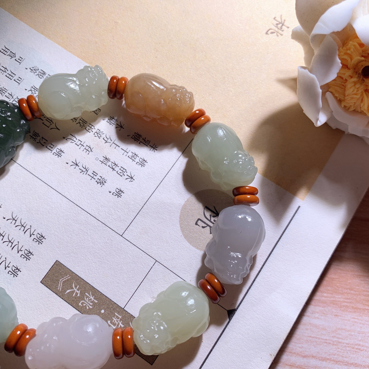 【超低价放漏】新疆和田玉招财貔貅多宝手串！尺寸19/12/10重34克 玉质细腻油润 底色纯净 脂粉好，品质好！lt260629