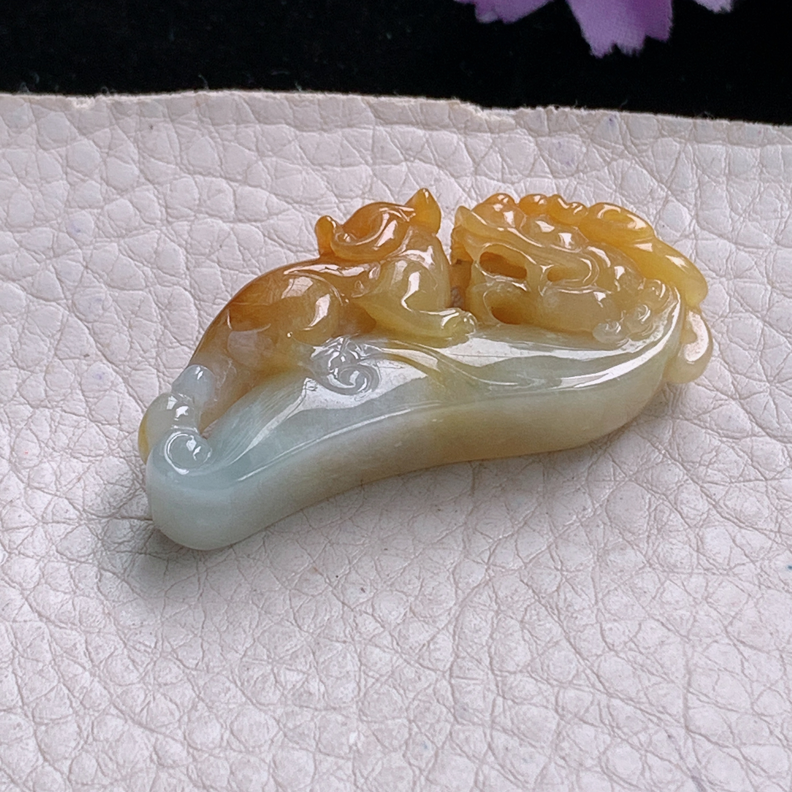 hx实拍46.7*9.5*22.2天然缅甸翡翠冰双彩双貔貅玉手牌