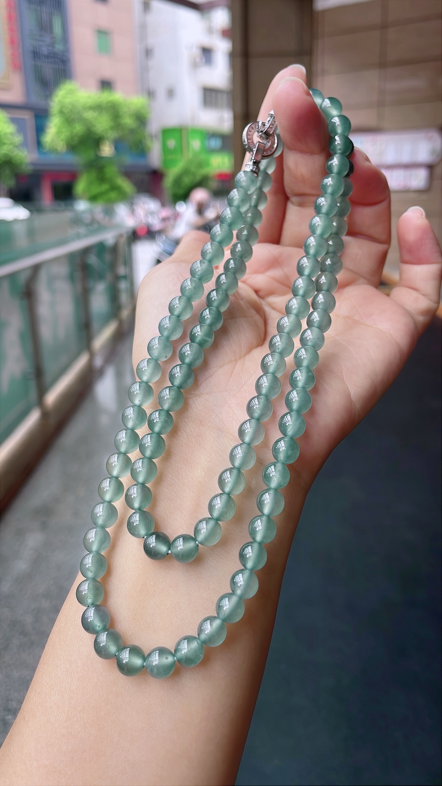 ️ 蓝钢珠链 底色浓郁，颗颗起光 尺寸：6.9，96颗