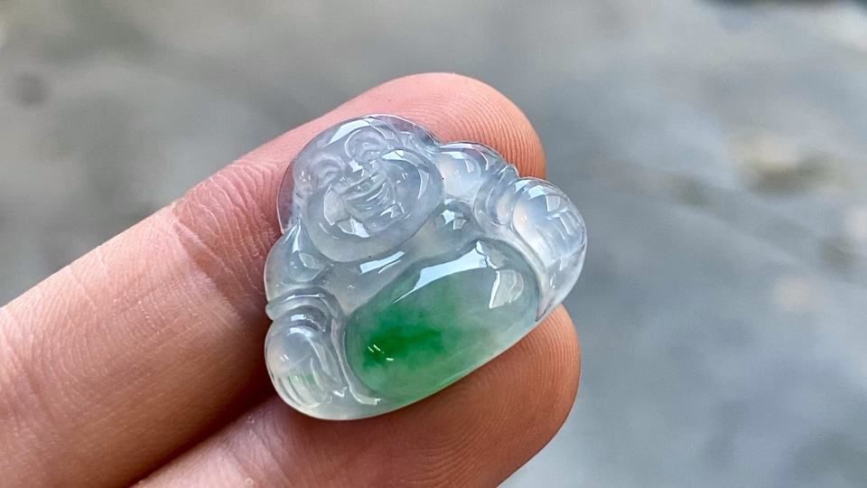 ️ 玻璃种飘绿佛公 21*17.3*3.2