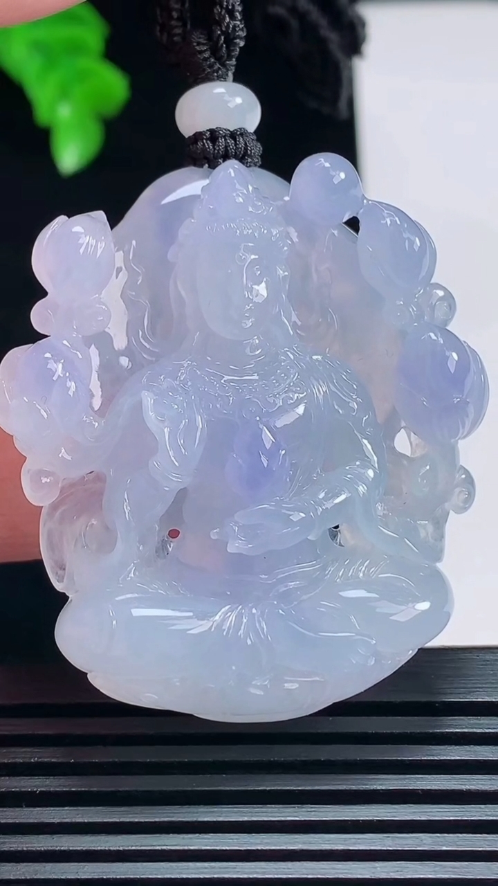 天然A货翡翠种紫罗兰大势至菩萨吊坠，尺寸46.3-41.5-11 重量:34.27g
7月7日