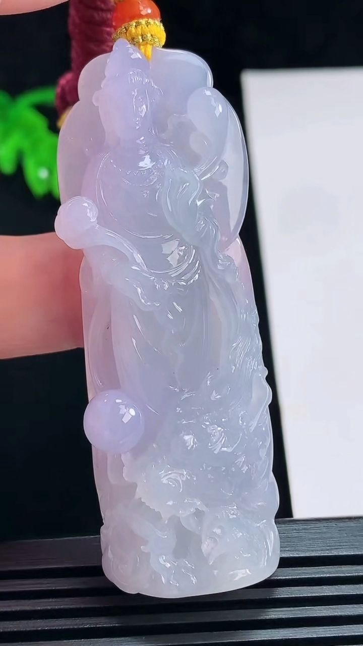 天然A货翡翠种紫罗兰御龙大势至菩萨吊坠，尺寸67-23.5-12.8 重量:41.91g
7月12日