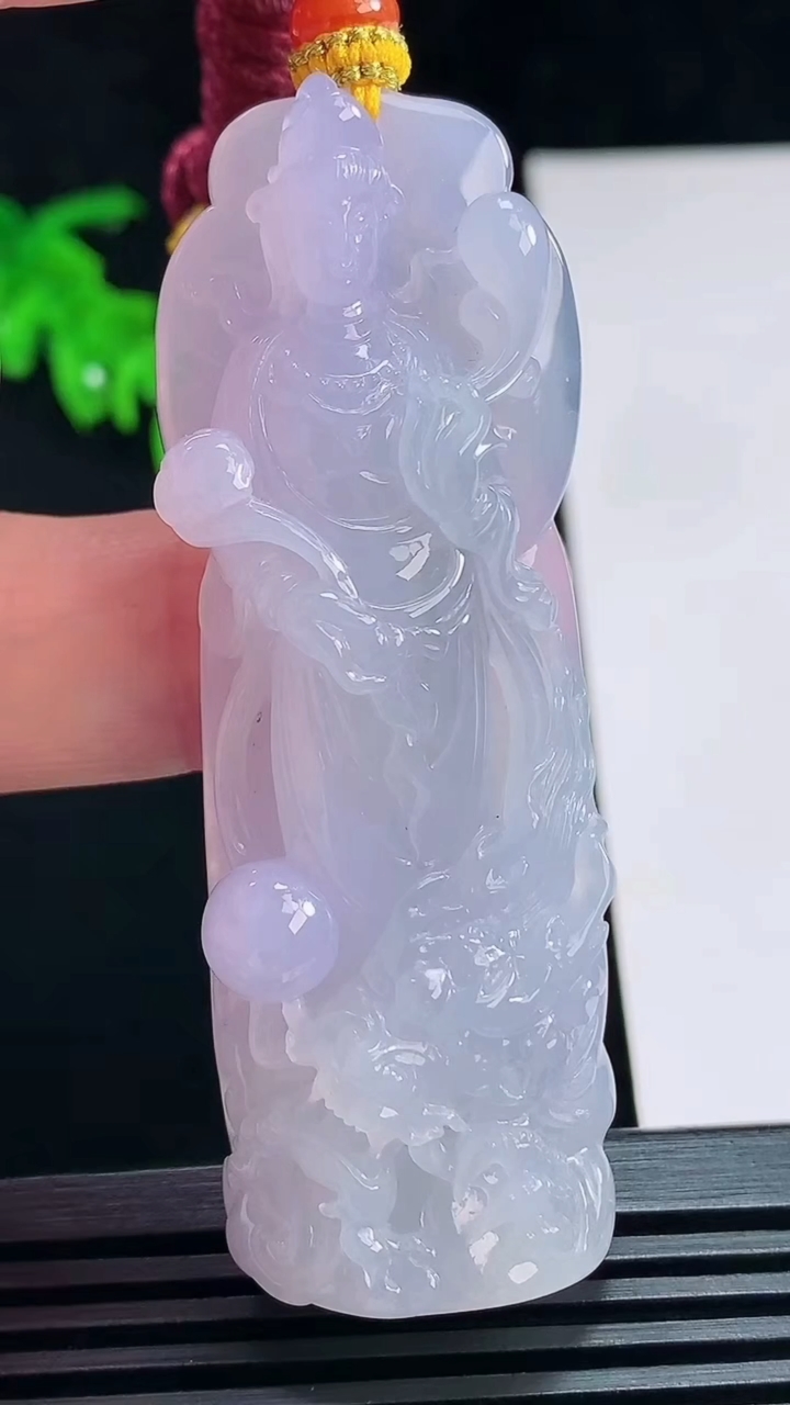 天然A货翡翠种紫罗兰御龙大势至菩萨吊坠，尺寸67-23.5-12.8 重量:41.91g
7月12日