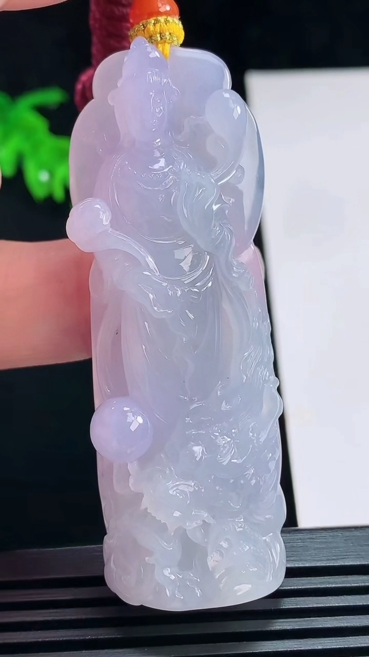 天然A货翡翠种紫罗兰御龙大势至菩萨吊坠，尺寸67-23.5-12.8 重量:41.91g
7月12日