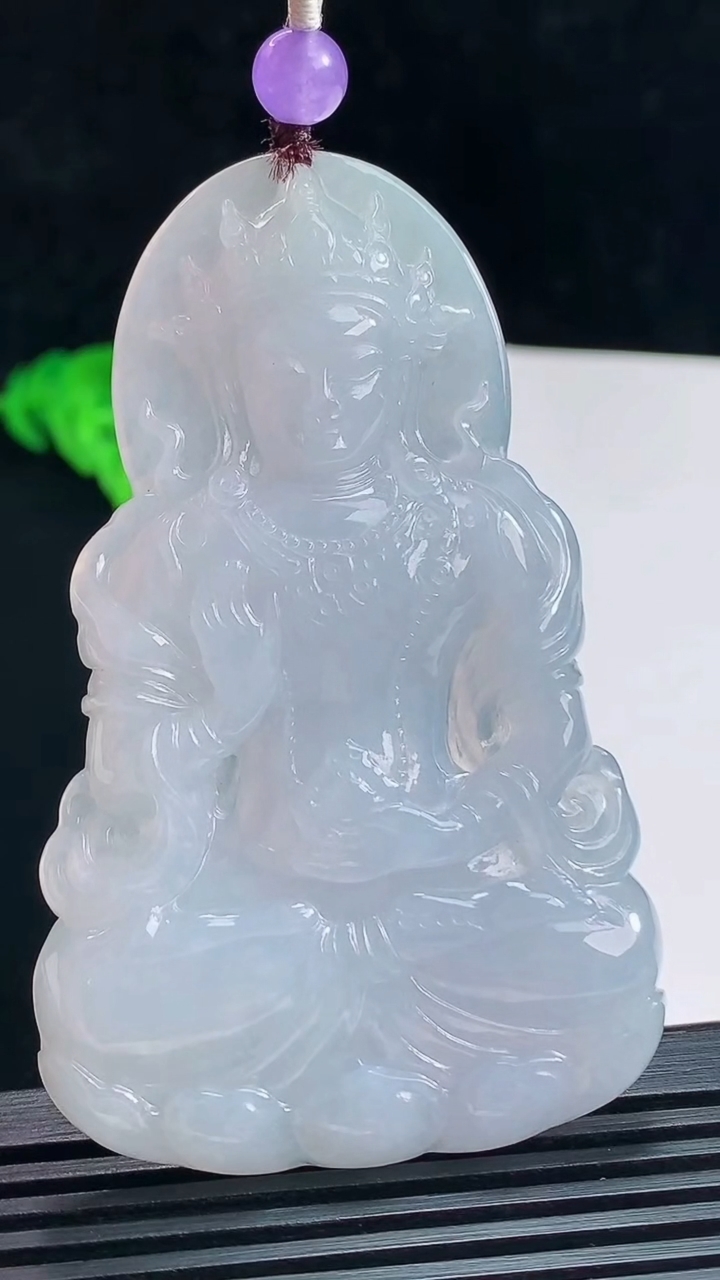 天然A货翡翠紫罗兰度母菩萨吊坠，尺寸69-43-6 重量:34.14g
7月15日