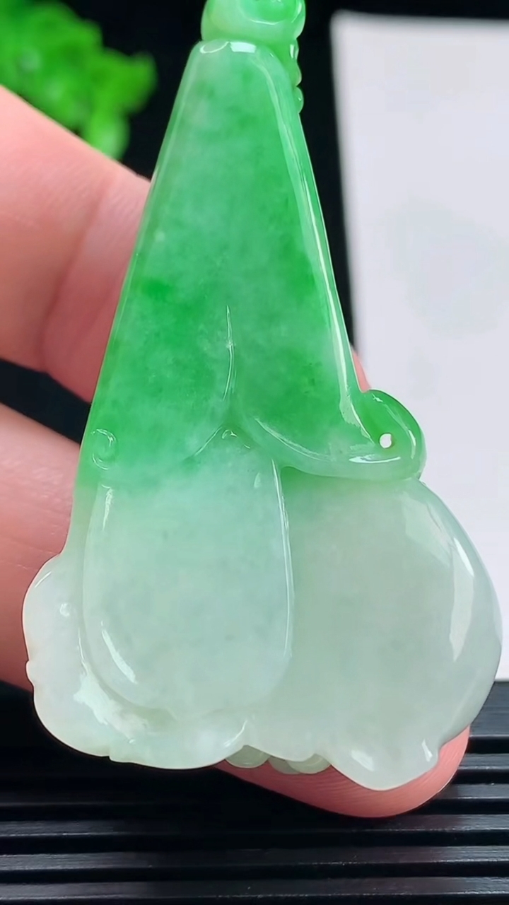 天然A货翡翠玉兰花吊坠，尺寸55-31.6-12.2 重量:31.21g
7月16日