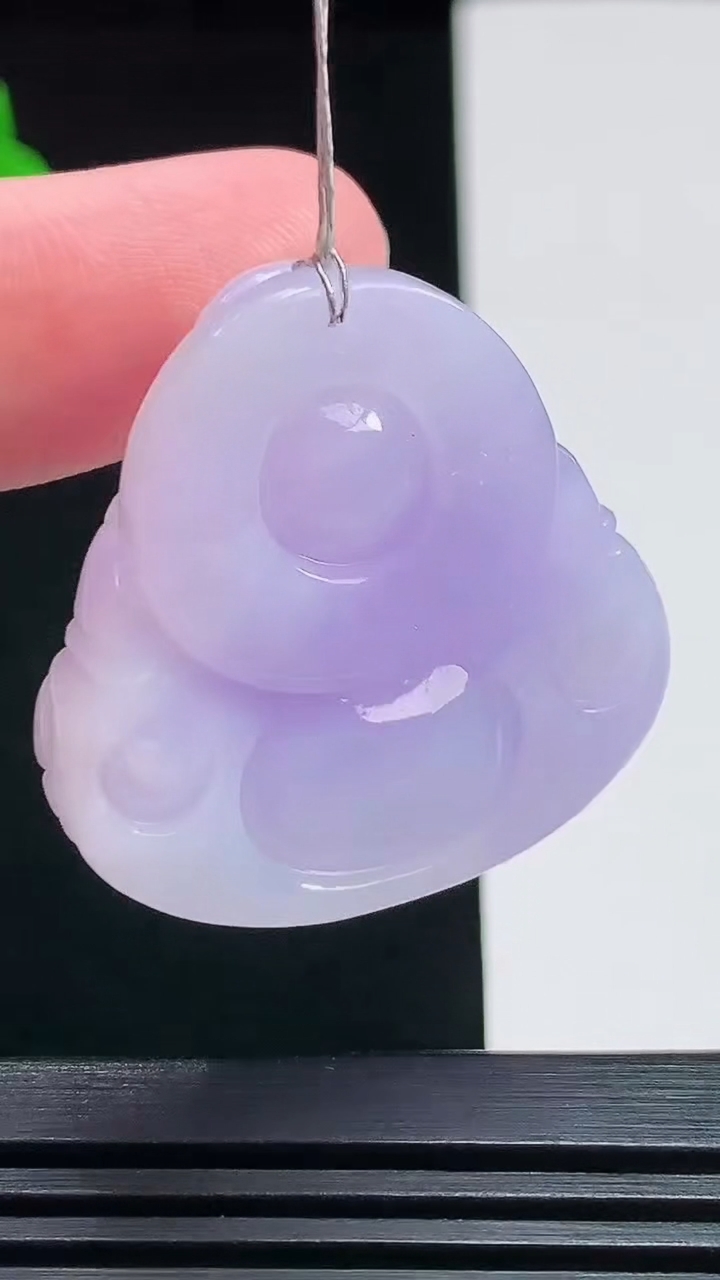 天然A货翡翠紫罗兰佛公吊坠，尺寸32-32-11.6 重量:21.30g
7月26日