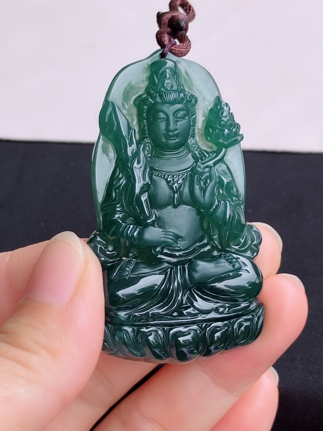 冰蓝水虚空藏菩萨，晶莹剔透，尺寸60.3/35/8/自然光实拍