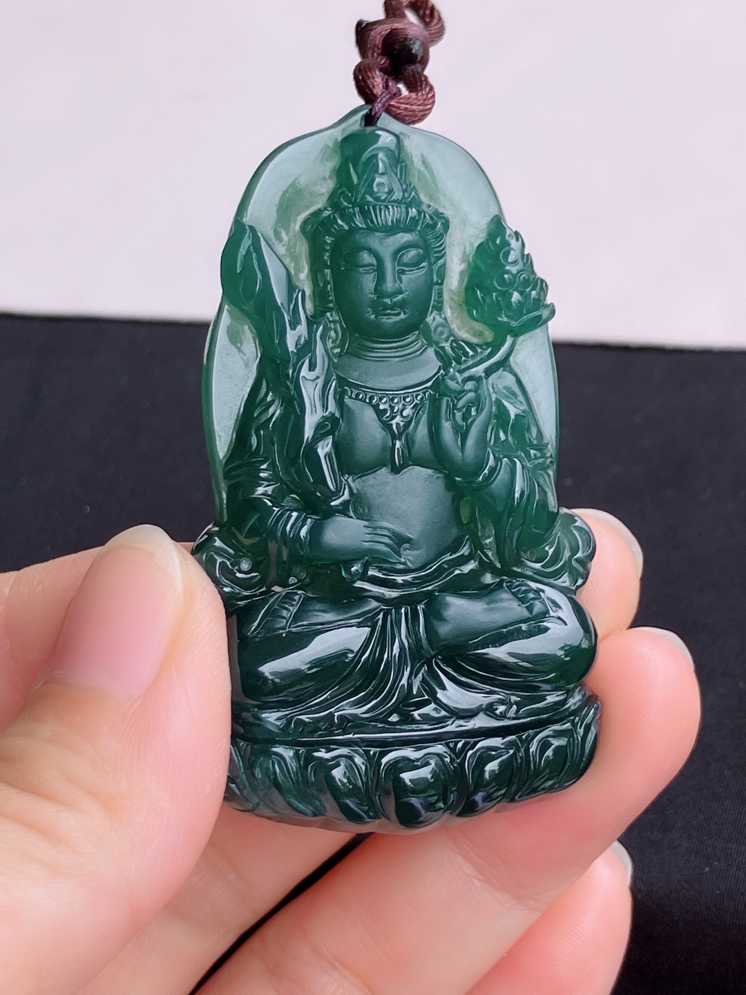 冰蓝水虚空藏菩萨，晶莹剔透，尺寸60.3/35/8/自然光实拍