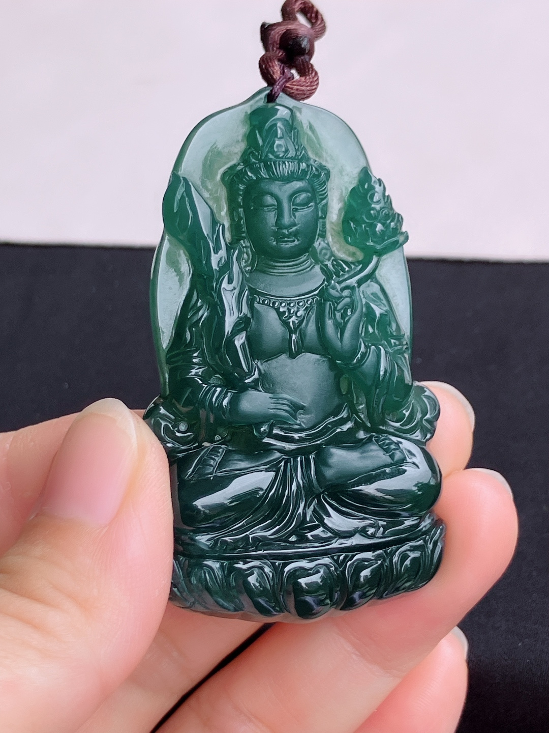 冰蓝水虚空藏菩萨，晶莹剔透，尺寸60.3/35/8/自然光实拍