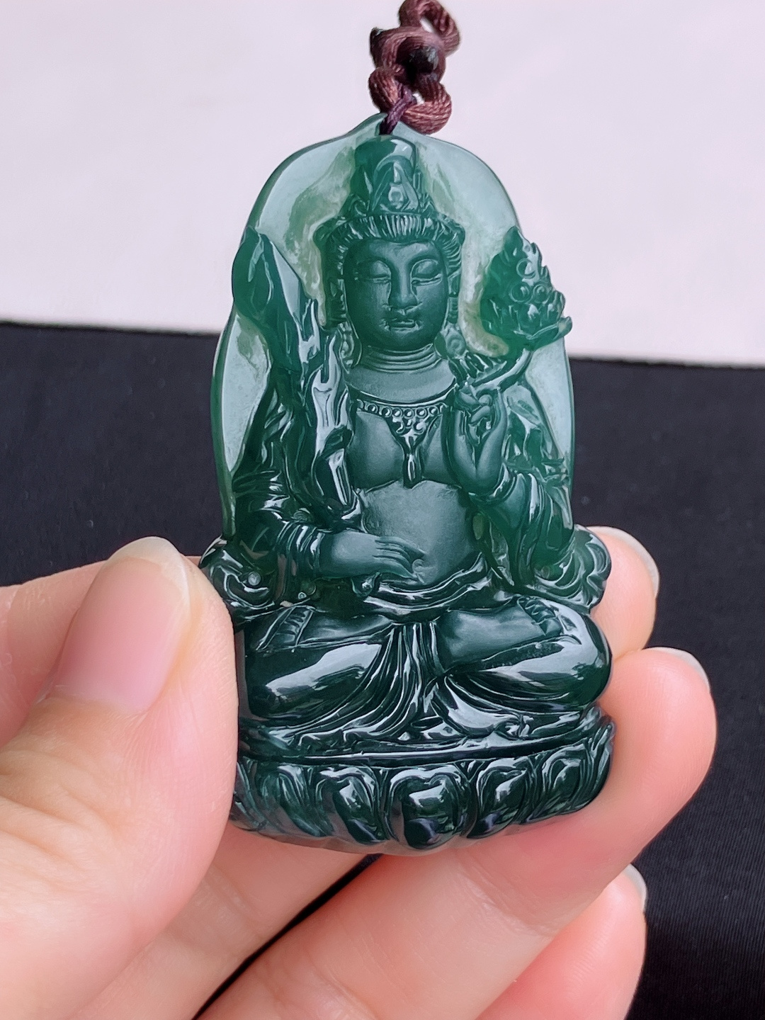 冰蓝水虚空藏菩萨，晶莹剔透，尺寸60.3/35/8/自然光实拍