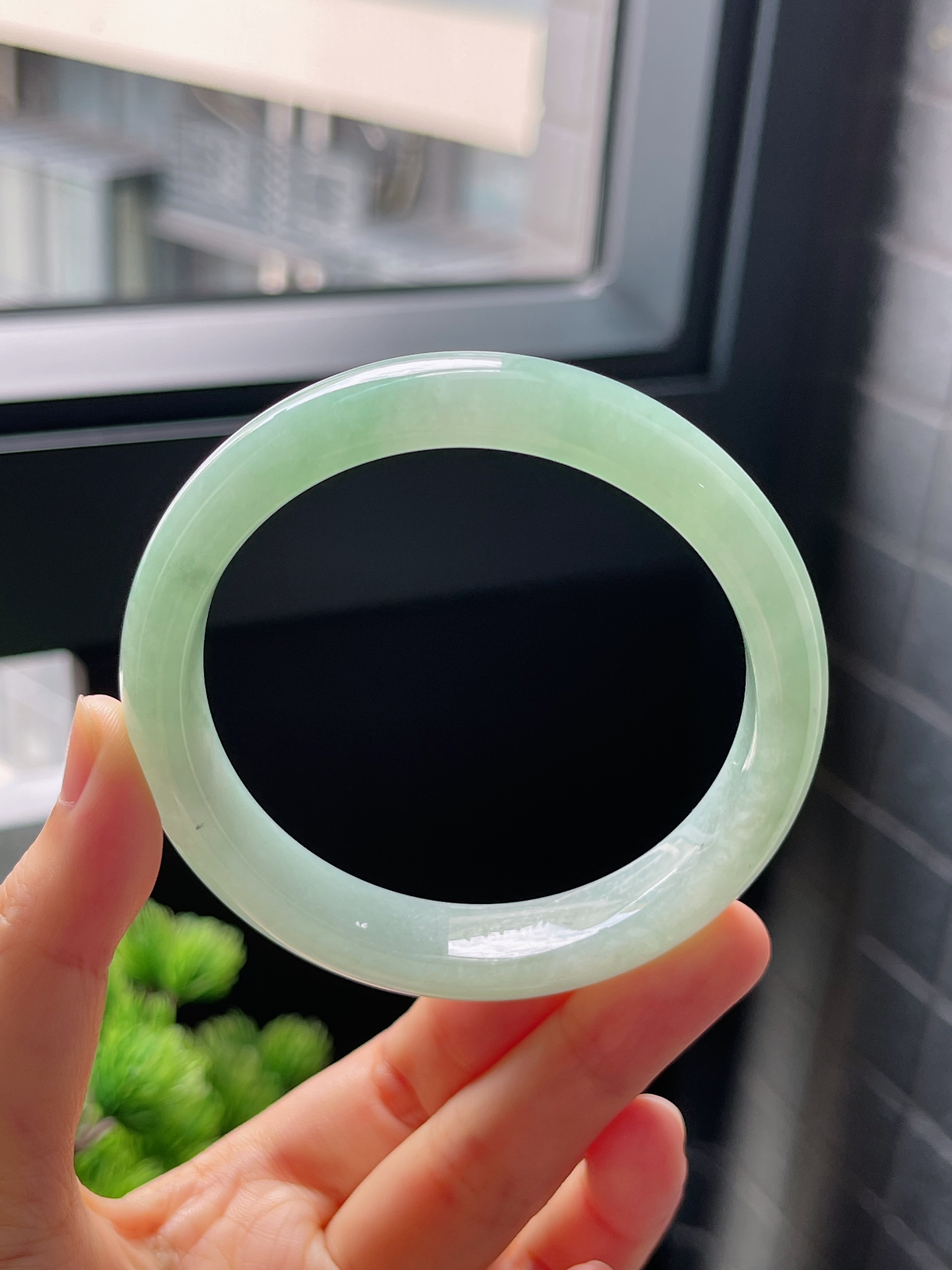 圈口58.8，冰糯种湖水绿翡翠正圈手镯