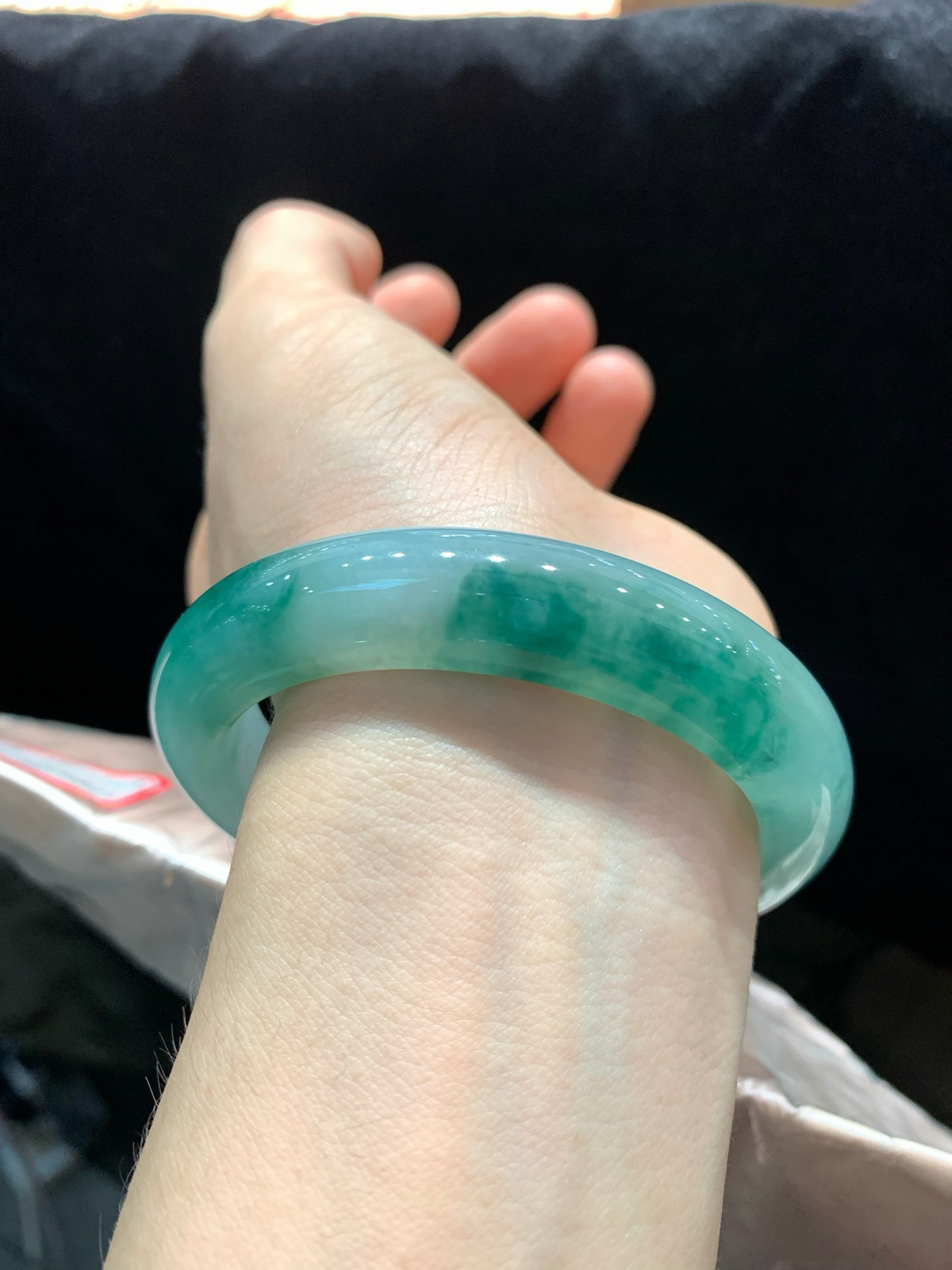 尺寸57.6/12.6/9.6，冰飘花手镯 
种好水润