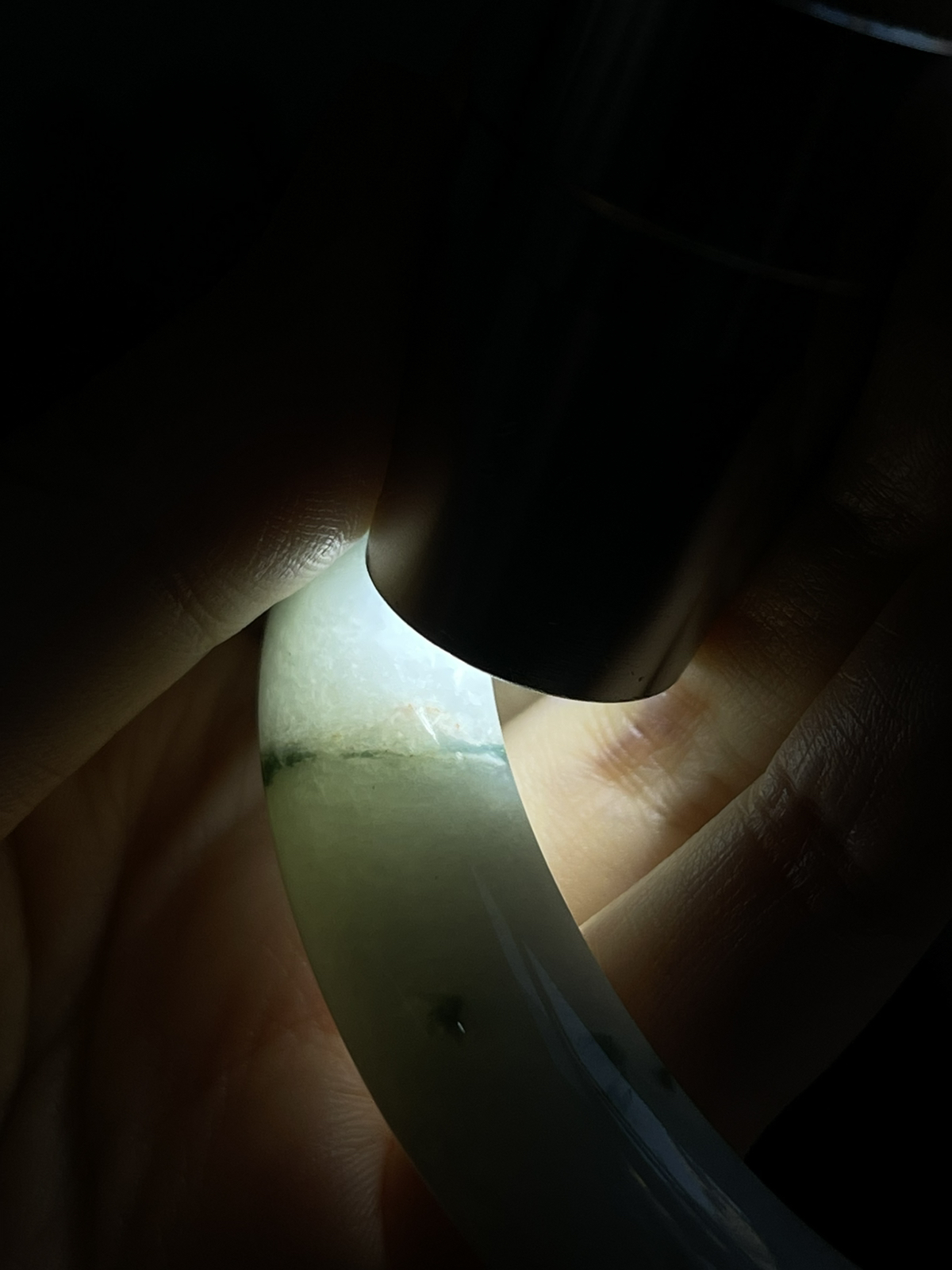正圈55圈口，翡翠糯化种飘绿手镯