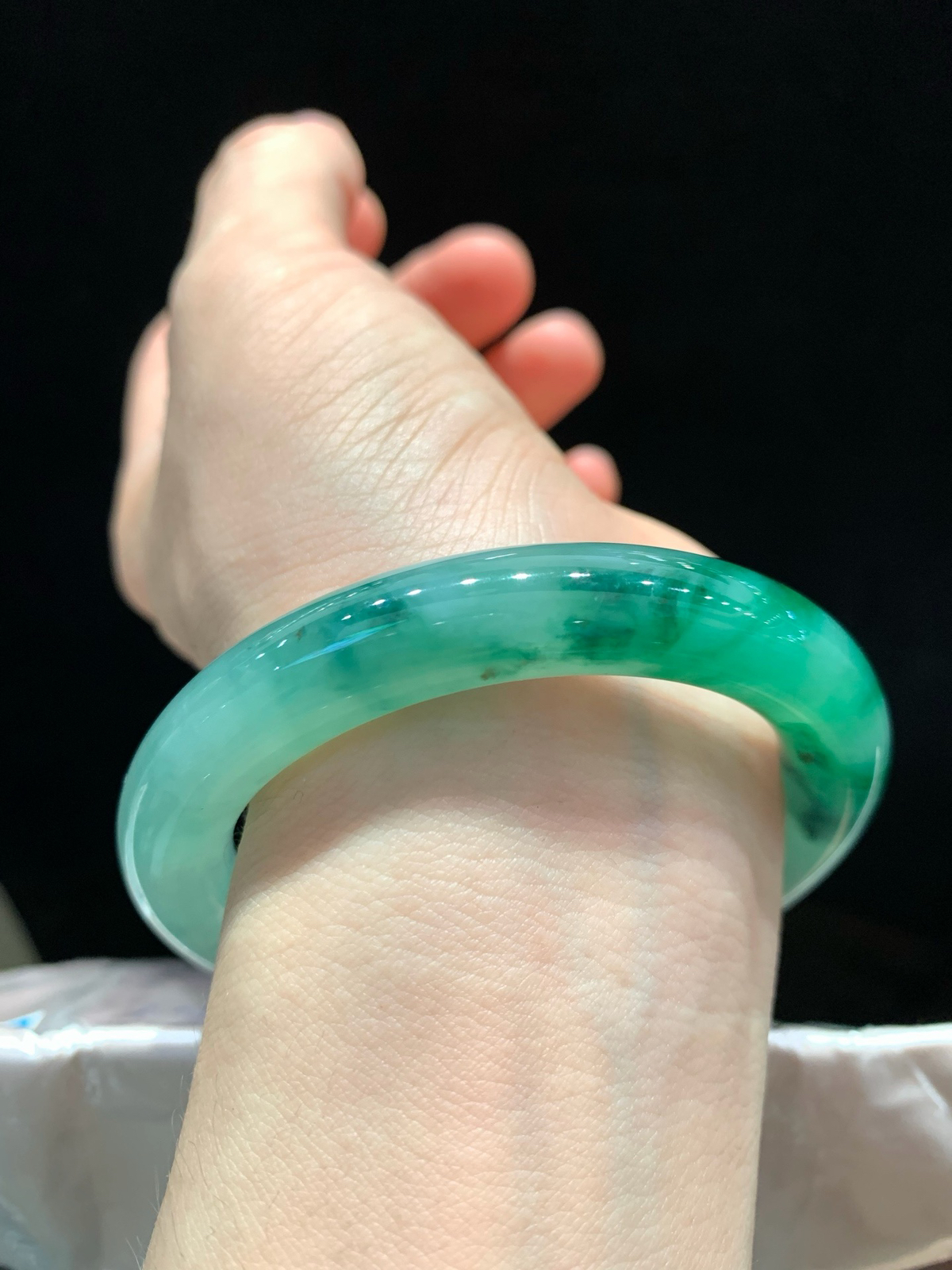 尺寸53.6/10.1，冰飘花圆条福镯
种好水润