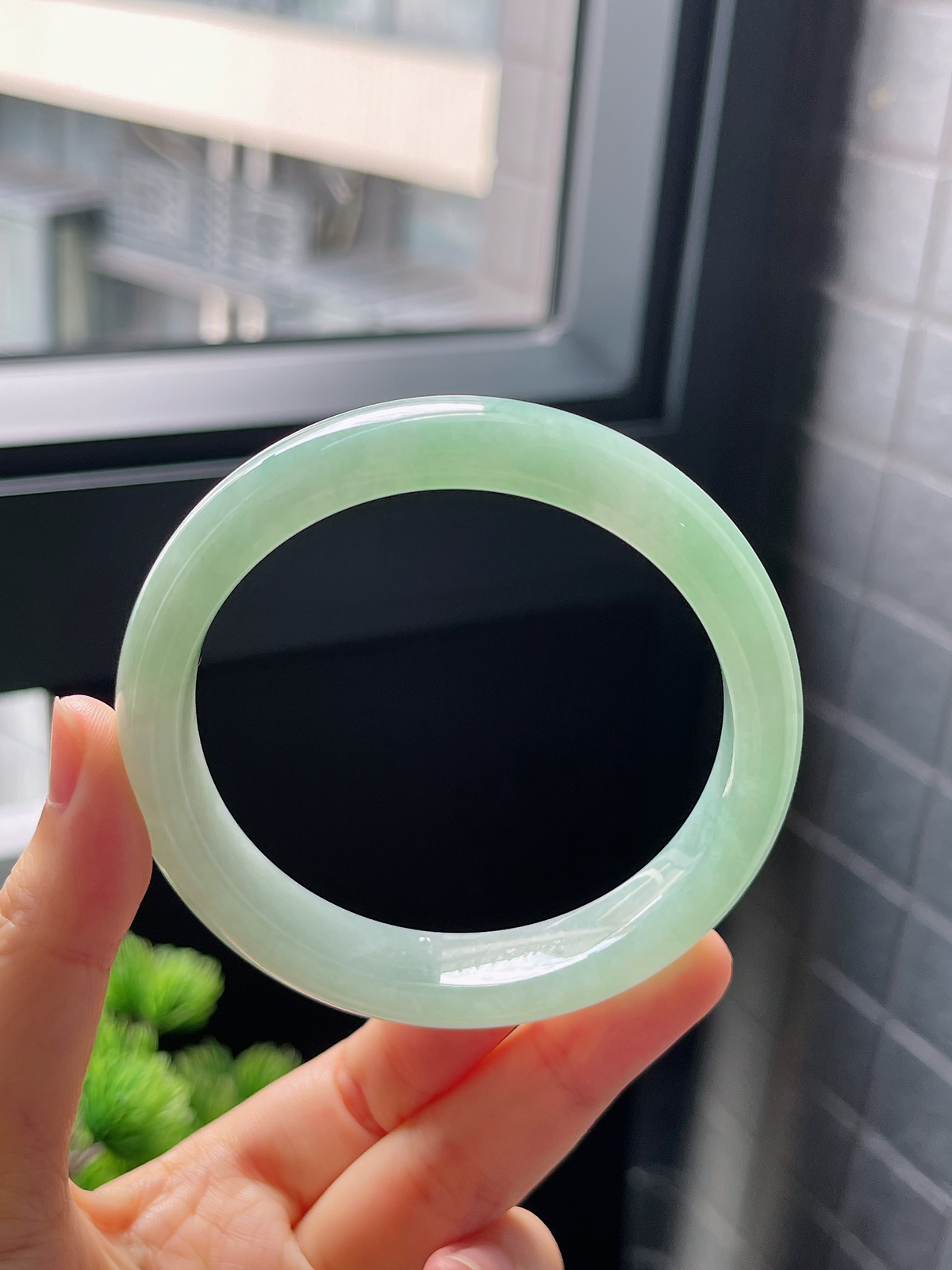 圈口58.8，冰糯种湖水绿翡翠正圈手镯