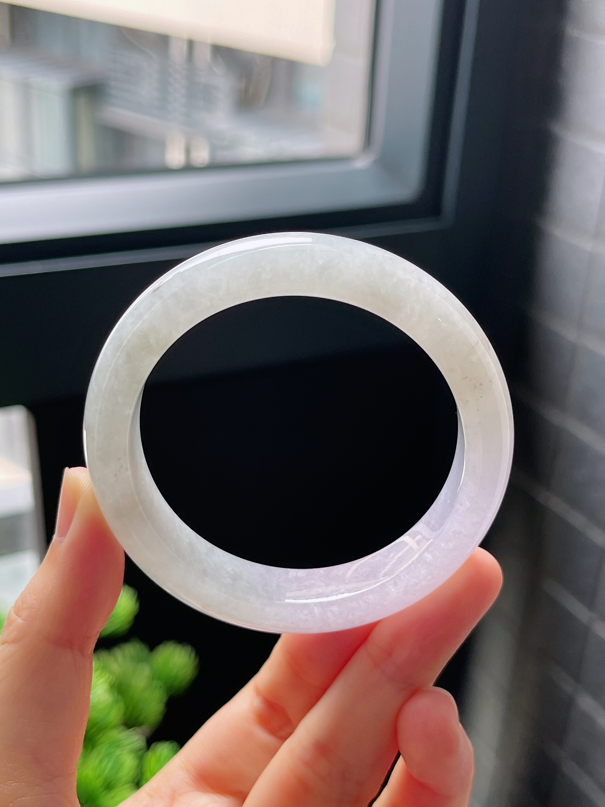 圈口50.5，冰糯种春带彩翡翠正圈手镯