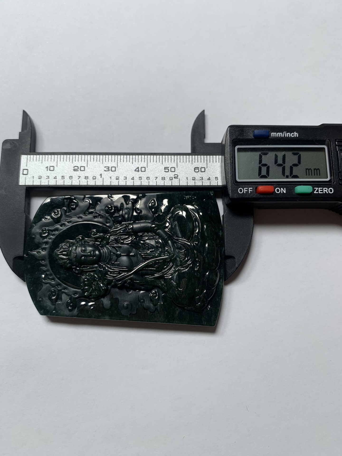 【墨翠大势至菩萨】新货出炉老坑高冰黑度极好正阳绿底色种老起胶买到赚到推荐，64.2